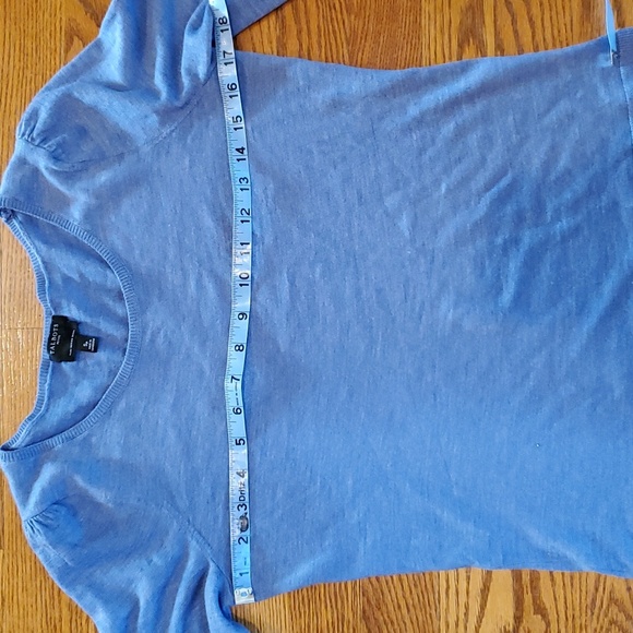 Talbots 100% Merino Puff Sleeve Sweater with Pearl Button Cuffs, Blue, Size SP - Picture 4 of 5